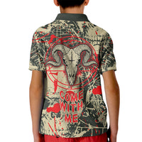 Skull Pattern Kid Polo Shirt Demon Art - Come With Me - Wonder Print Shop