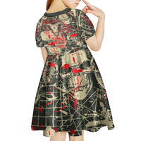 Skull Pattern Kid Short Sleeve Dress Demon Art - Come With Me - Wonder Print Shop