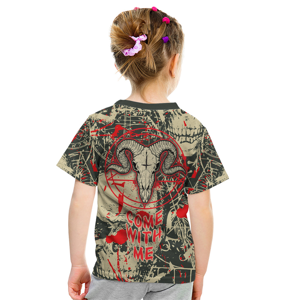 Skull Pattern Kid T Shirt Demon Art - Come With Me - Wonder Print Shop