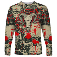 Skull Pattern Long Sleeve Shirt Demon Art - Come With Me - Wonder Print Shop