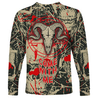 Skull Pattern Long Sleeve Shirt Demon Art - Come With Me - Wonder Print Shop