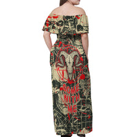 Skull Pattern Off Shoulder Maxi Dress Demon Art - Come With Me - Wonder Print Shop