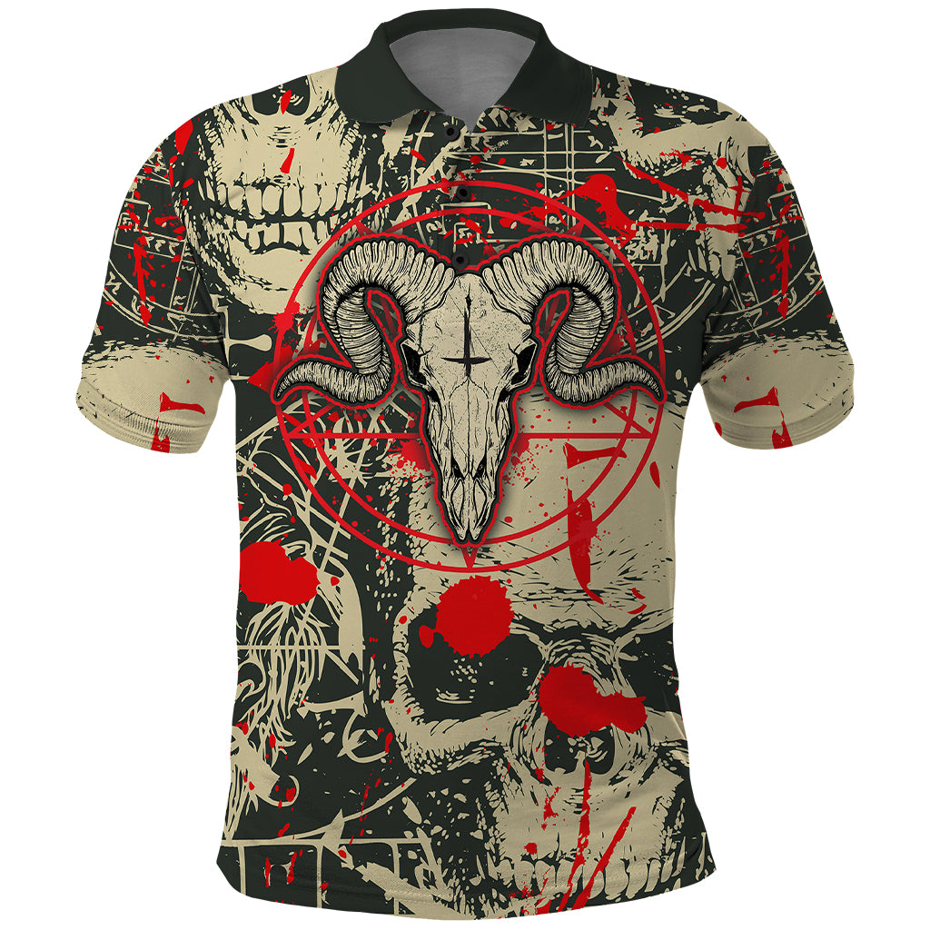 Skull Pattern Polo Shirt Demon Art - Come With Me - Wonder Print Shop