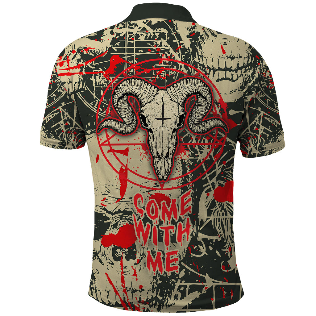 Skull Pattern Polo Shirt Demon Art - Come With Me - Wonder Print Shop