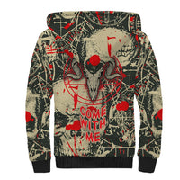 Skull Pattern Sherpa Hoodie Demon Art - Come With Me - Wonder Print Shop
