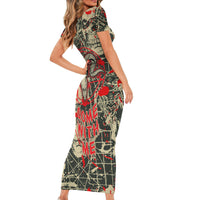 Skull Pattern Short Sleeve Bodycon Dress Demon Art - Come With Me - Wonder Print Shop