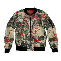 Skull Pattern Sleeve Zip Bomber Jacket Demon Art - Come With Me - Wonder Print Shop