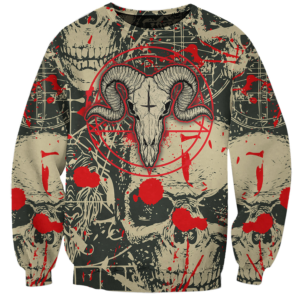 Skull Pattern Sweatshirt Demon Art - Come With Me - Wonder Print Shop