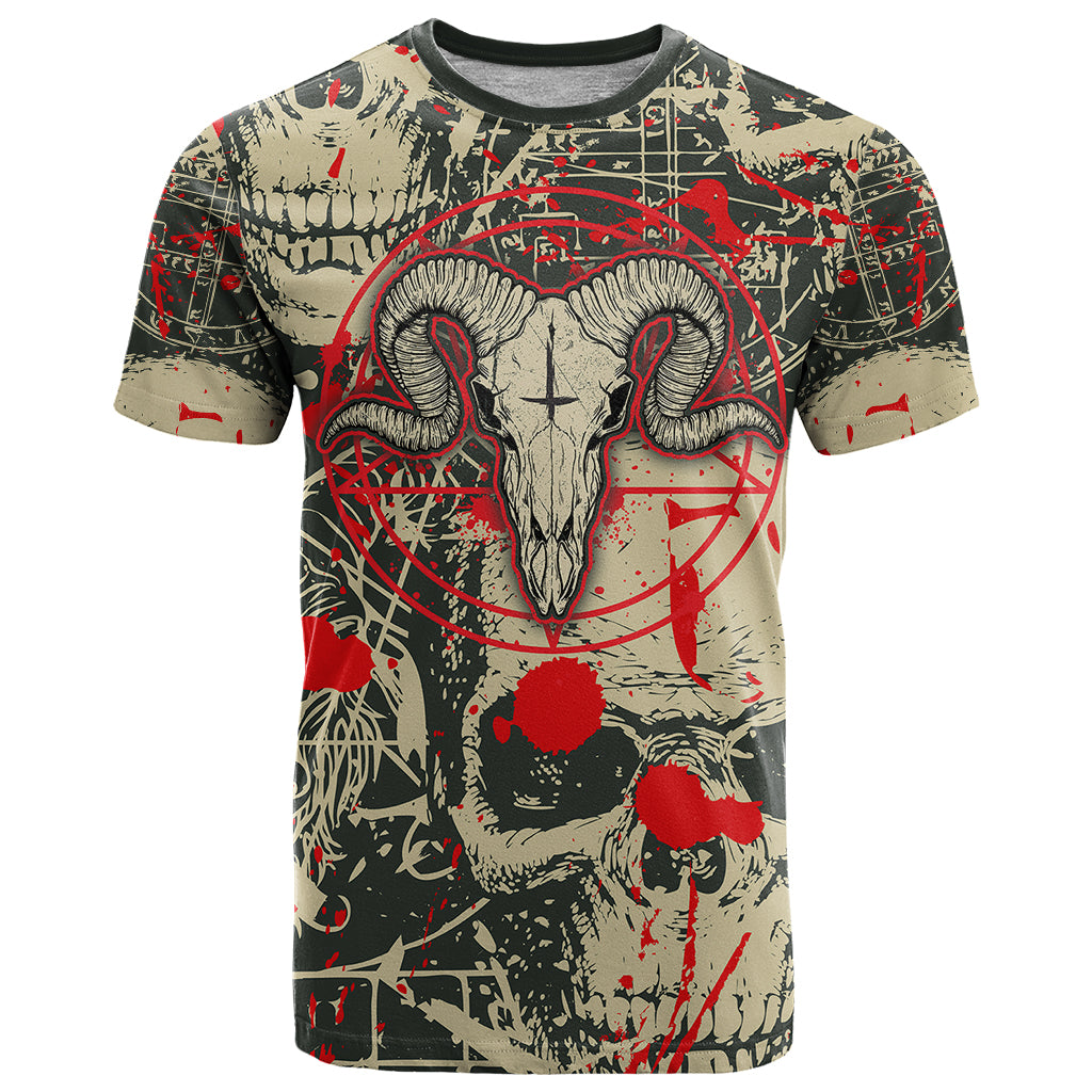 Skull Pattern T Shirt Demon Art - Come With Me - Wonder Print Shop