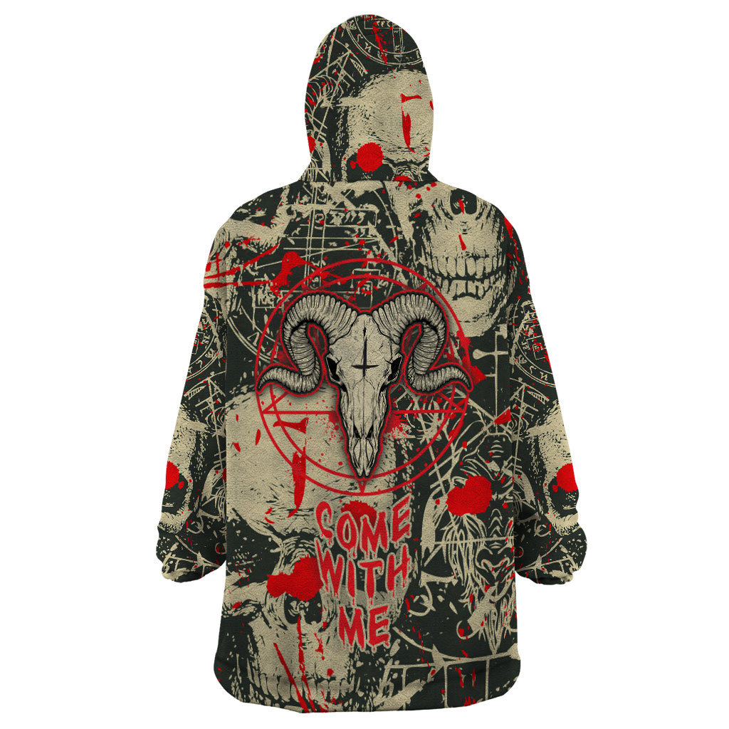 Skull Pattern Wearable Blanket Hoodie Demon Art - Come With Me - Wonder Print Shop