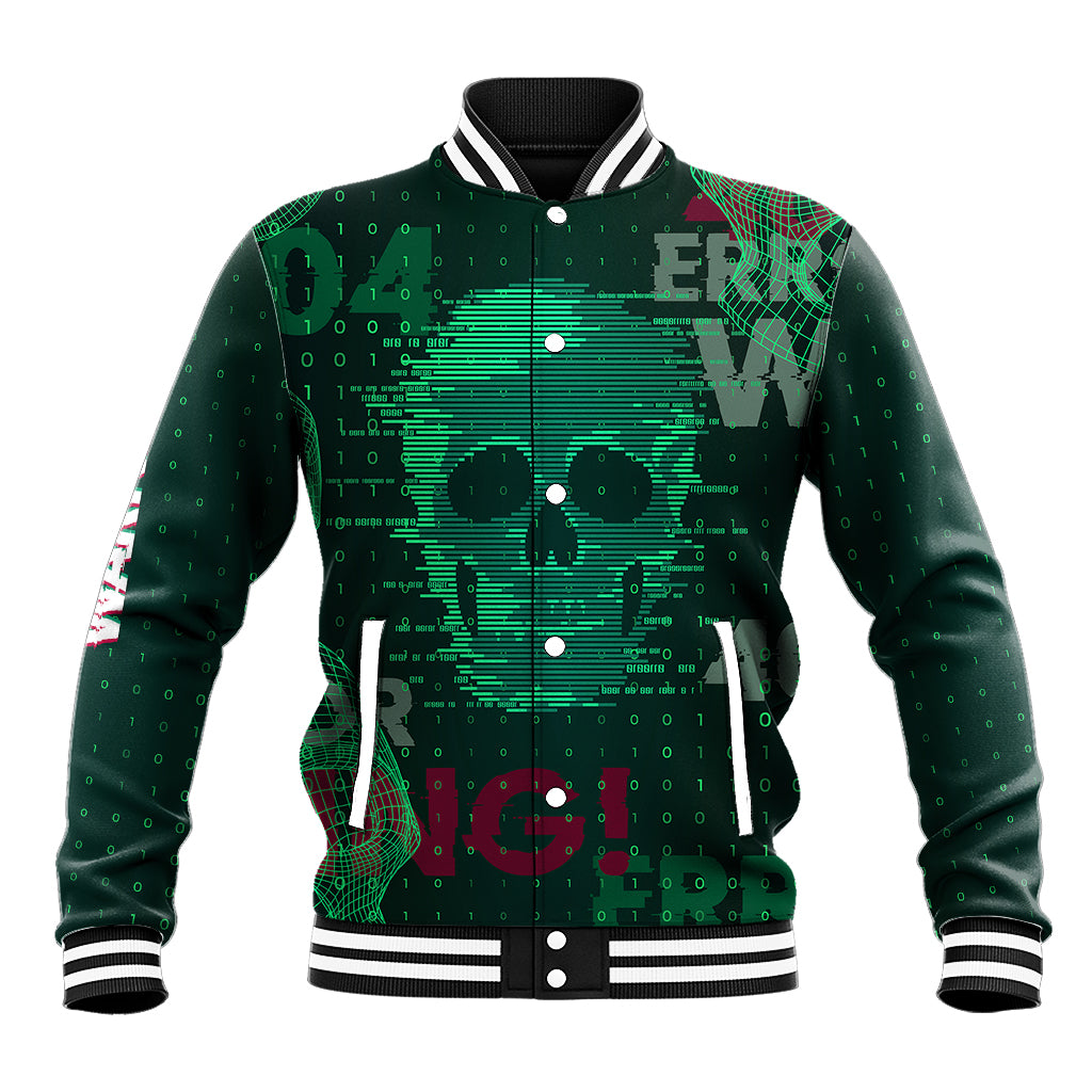 Technology Skull Baseball Jacket Warning - Erro 404 - Wonder Print Shop