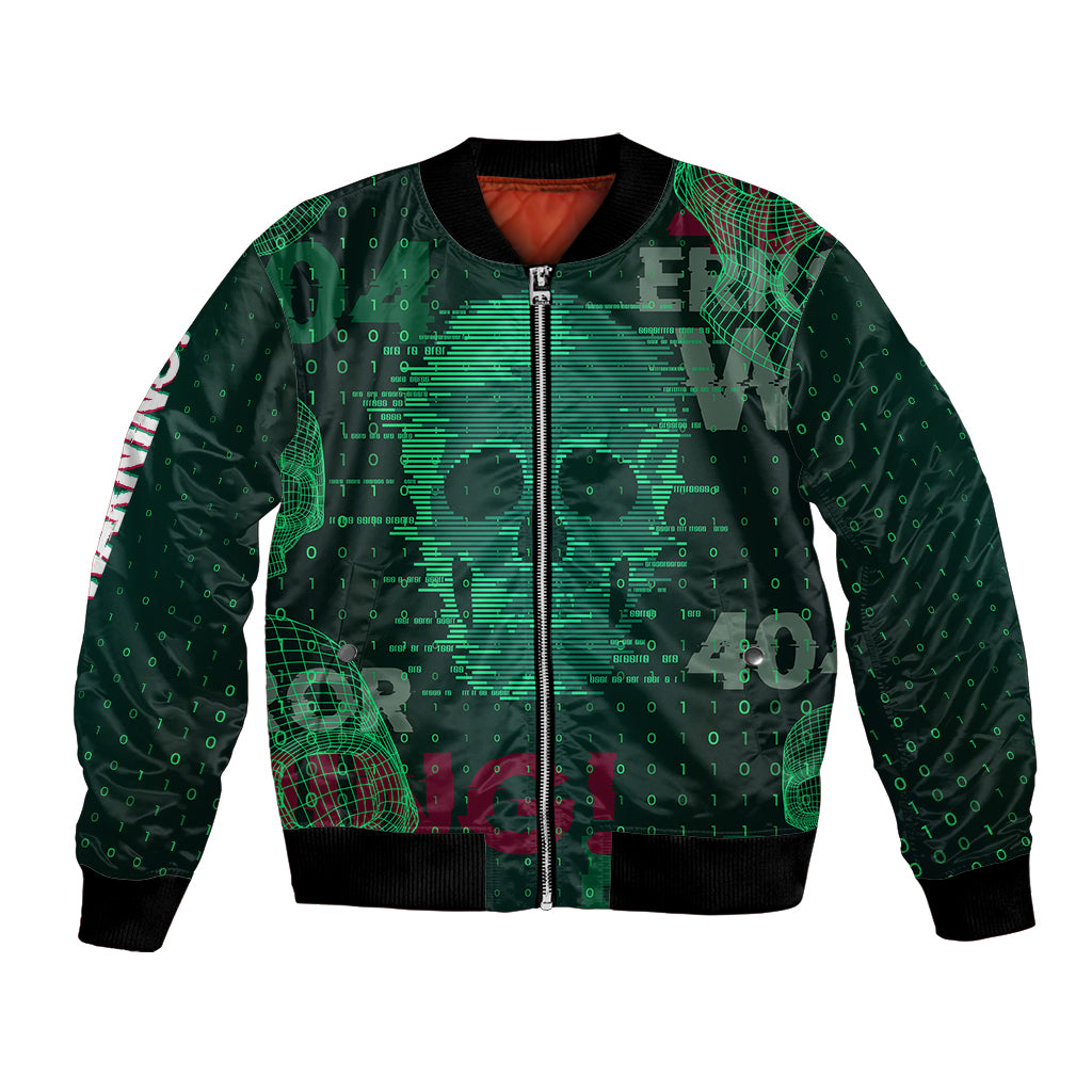 Technology Skull Bomber Jacket Warning - Erro 404 - Wonder Print Shop