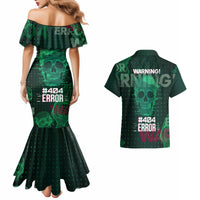 Technology Skull Couples Matching Mermaid Dress and Hawaiian Shirt Warning - Erro 404 - Wonder Print Shop