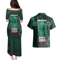 Technology Skull Couples Matching Puletasi Dress and Hawaiian Shirt Warning - Erro 404 - Wonder Print Shop