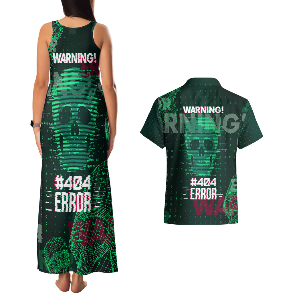 Technology Skull Couples Matching Tank Maxi Dress and Hawaiian Shirt Warning - Erro 404 - Wonder Print Shop