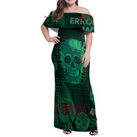 Technology Skull Family Matching Off Shoulder Maxi Dress and Hawaiian Shirt Warning - Erro 404 - Wonder Print Shop
