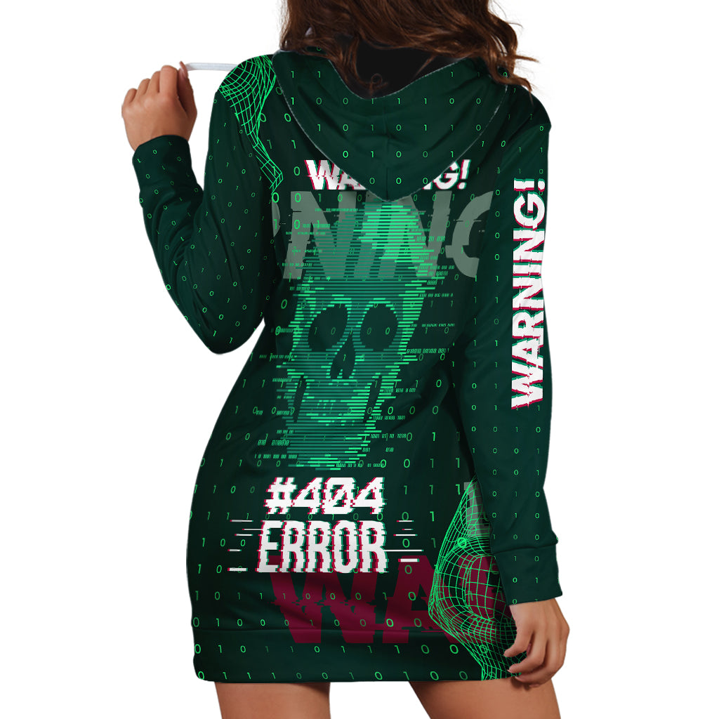 Technology Skull Hoodie Dress Warning - Erro 404 - Wonder Print Shop