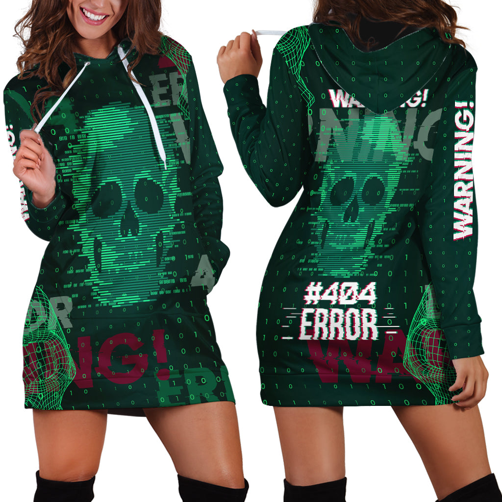 Technology Skull Hoodie Dress Warning - Erro 404 - Wonder Print Shop
