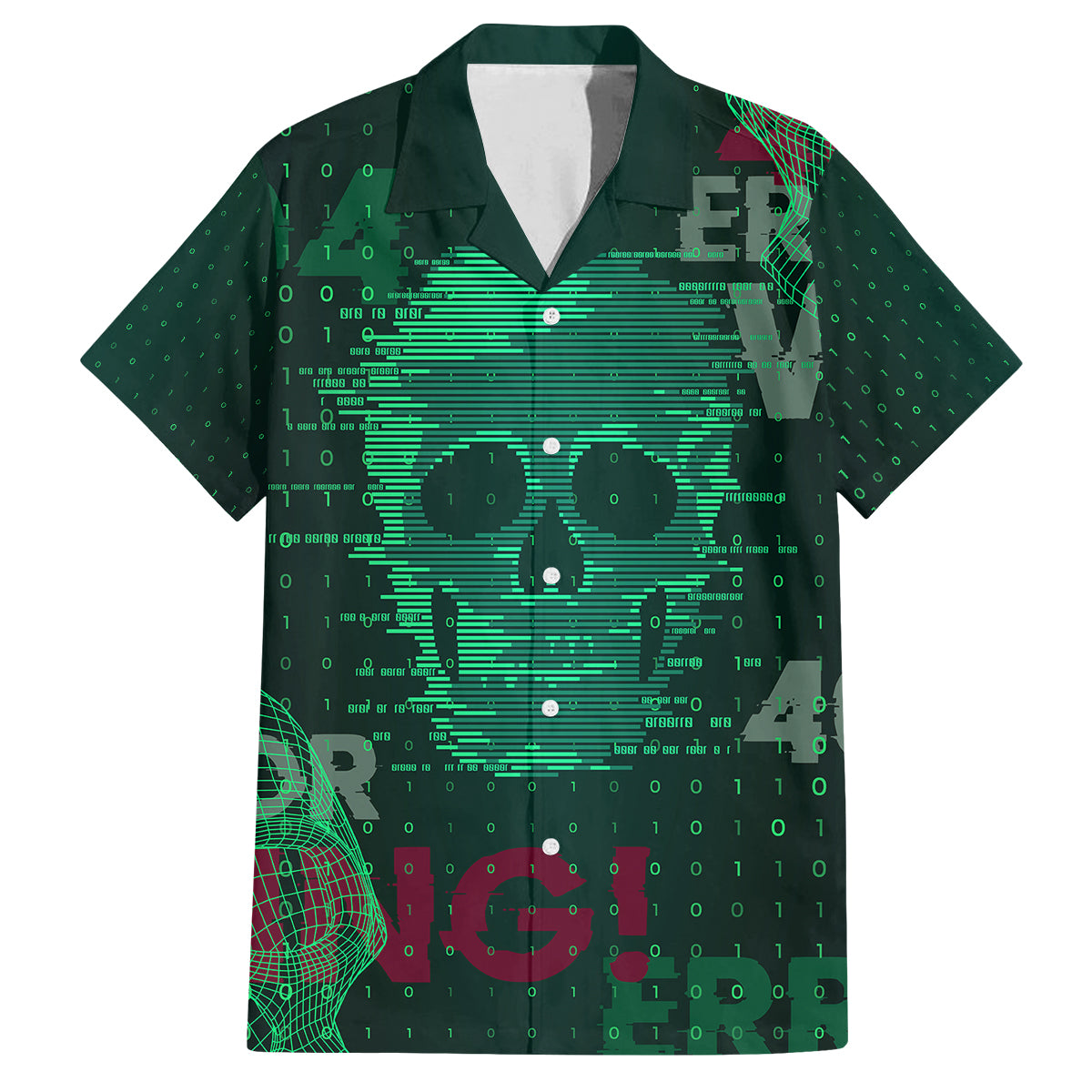 Technology Skull Kid Hawaiian Shirt Warning - Erro 404 - Wonder Print Shop