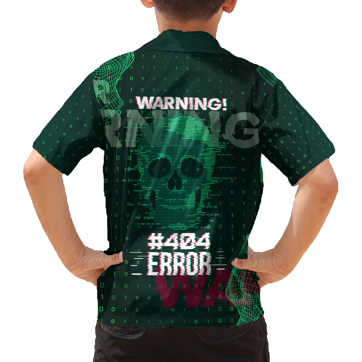 Technology Skull Kid Hawaiian Shirt Warning - Erro 404 - Wonder Print Shop