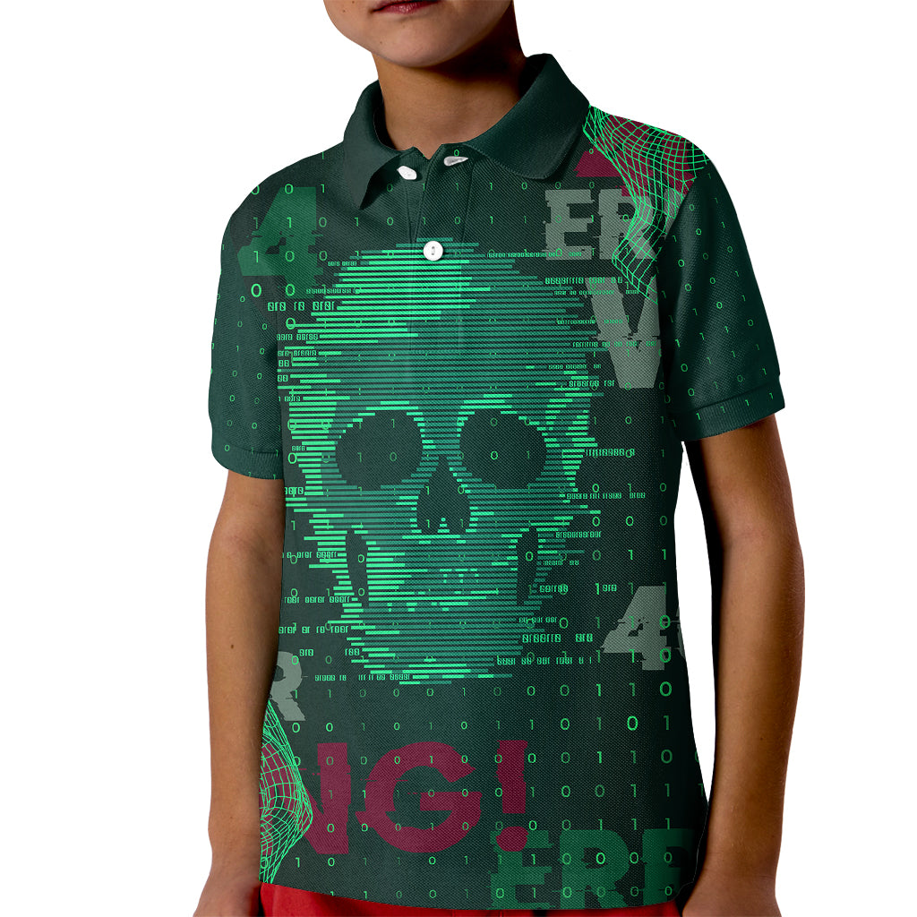 Technology Skull Kid Polo Shirt Warning - Erro 404 - Wonder Print Shop