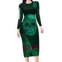 Technology Skull Long Sleeve Bodycon Dress Warning - Erro 404 - Wonder Print Shop