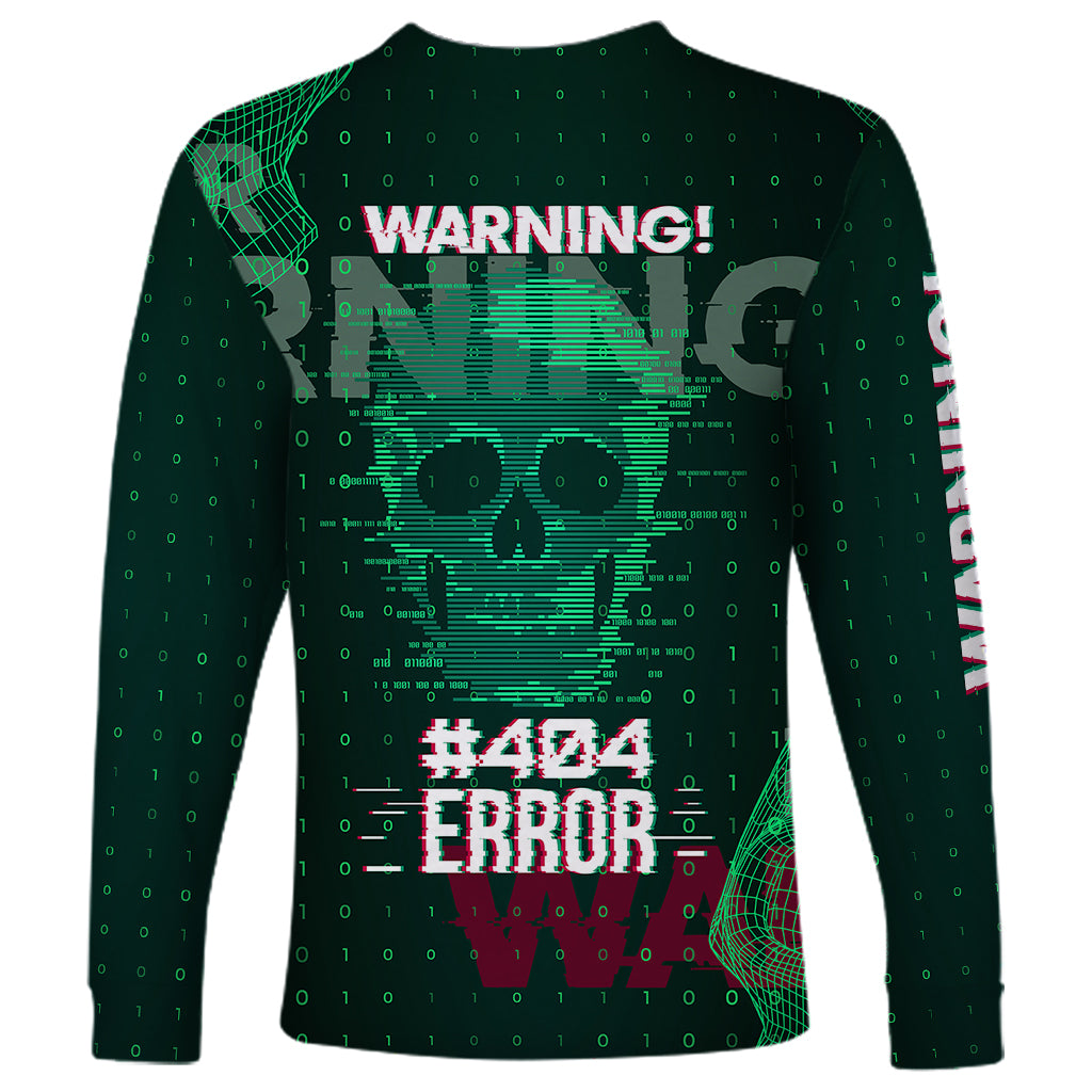 Technology Skull Long Sleeve Shirt Warning - Erro 404 - Wonder Print Shop