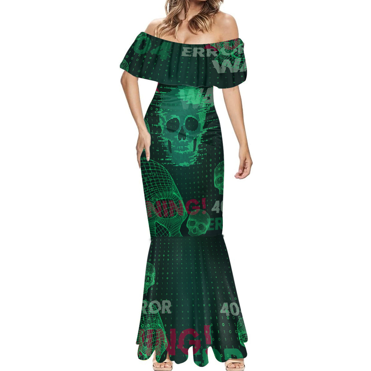 Technology Skull Mermaid Dress Warning - Erro 404 - Wonder Print Shop