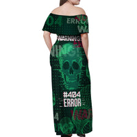 Technology Skull Off Shoulder Maxi Dress Warning - Erro 404 - Wonder Print Shop