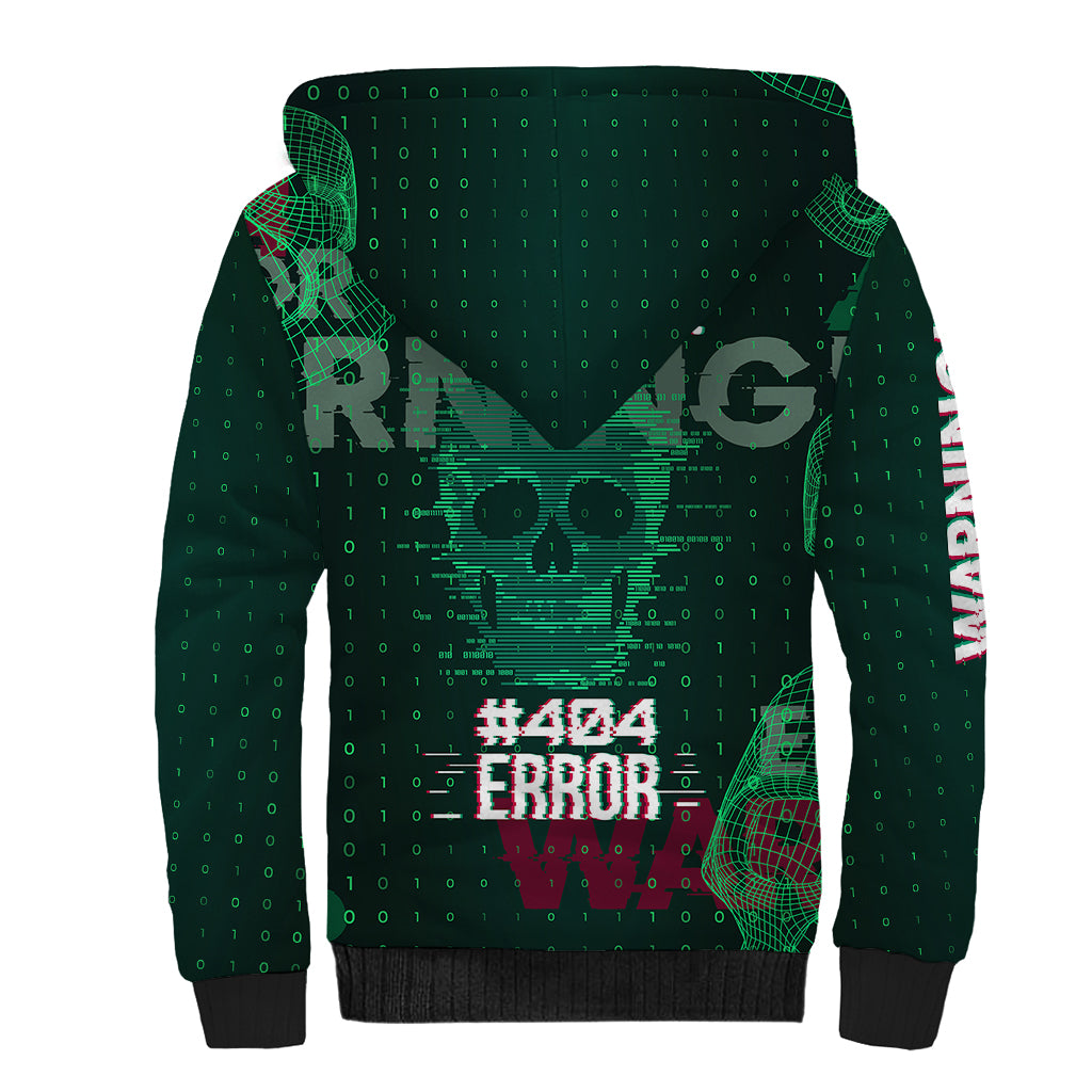 Technology Skull Sherpa Hoodie Warning - Erro 404 - Wonder Print Shop