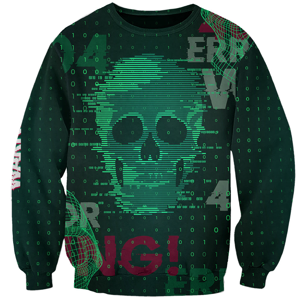 Technology Skull Sweatshirt Warning - Erro 404 - Wonder Print Shop