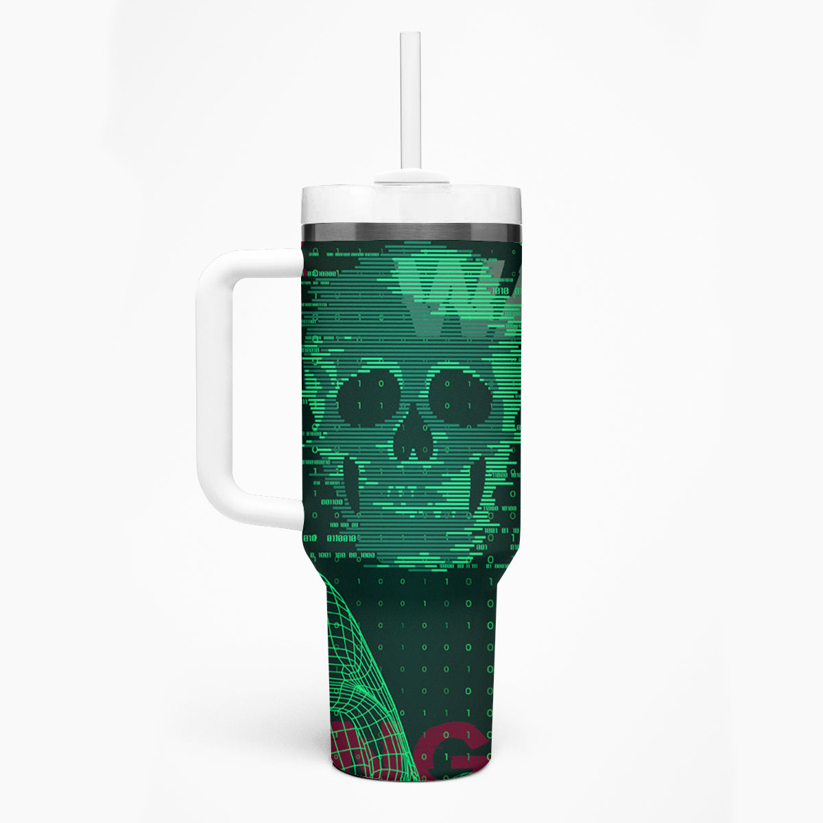 Technology Skull Tumbler With Handle Warning - Erro 404 - Wonder Print Shop