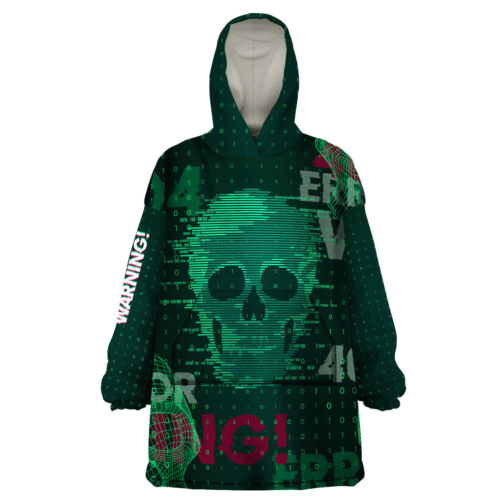 Technology Skull Wearable Blanket Hoodie Warning - Erro 404 - Wonder Print Shop