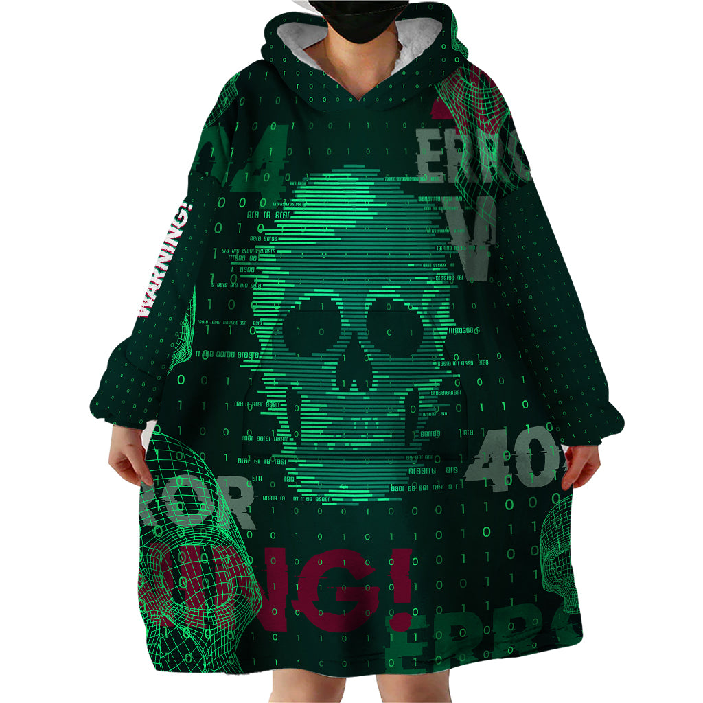 Technology Skull Wearable Blanket Hoodie Warning - Erro 404 - Wonder Print Shop
