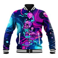 Space Skull Baseball Jacket Skeleton Color Neon Paint On Space - Wonder Print Shop