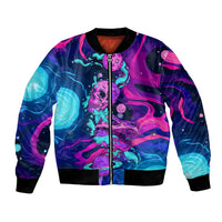 Space Skull Bomber Jacket Skeleton Color Neon Paint On Space - Wonder Print Shop