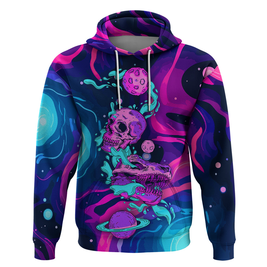 Space Skull Hoodie Skeleton Color Neon Paint On Space - Wonder Print Shop