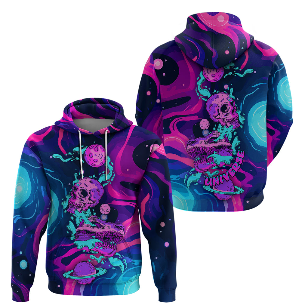 Space Skull Hoodie Skeleton Color Neon Paint On Space - Wonder Print Shop