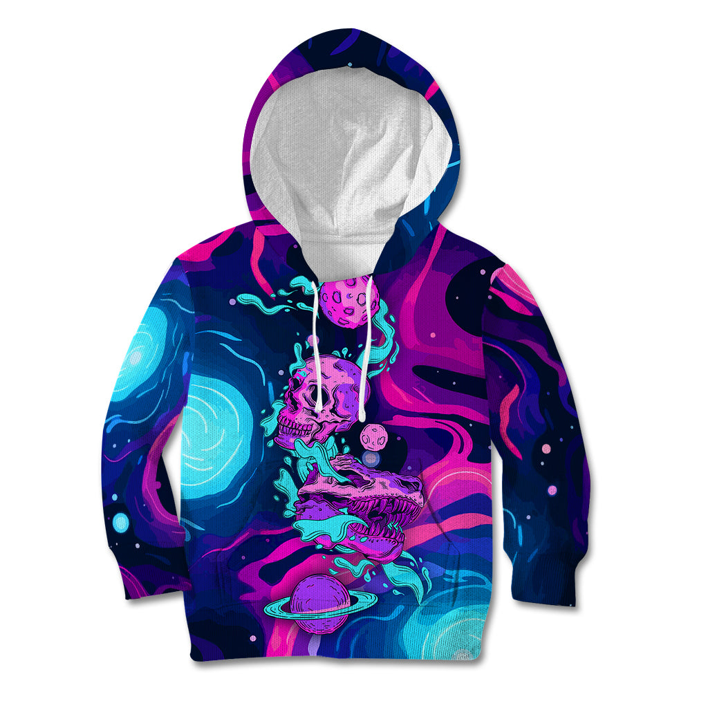 Space Skull Kid Hoodie Skeleton Color Neon Paint On Space - Wonder Print Shop