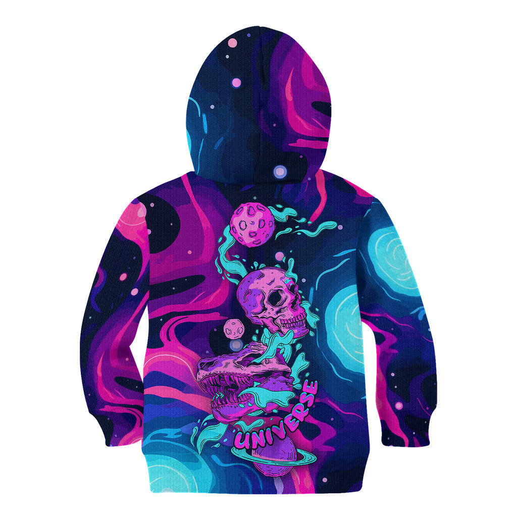 Space Skull Kid Hoodie Skeleton Color Neon Paint On Space - Wonder Print Shop