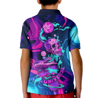 Space Skull Kid Polo Shirt Skeleton Color Neon Paint On Space - Wonder Print Shop