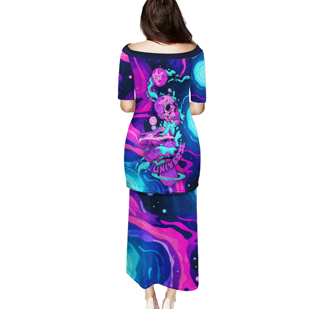 Space Skull Puletasi Skeleton Color Neon Paint On Space - Wonder Print Shop