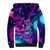 Space Skull Sherpa Hoodie Skeleton Color Neon Paint On Space - Wonder Print Shop