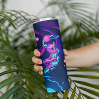 Space Skull Skinny Tumbler Skeleton Color Neon Paint On Space - Wonder Print Shop