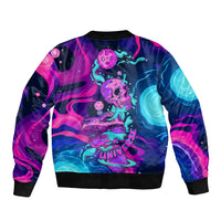 Space Skull Sleeve Zip Bomber Jacket Skeleton Color Neon Paint On Space - Wonder Print Shop