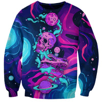 Space Skull Sweatshirt Skeleton Color Neon Paint On Space - Wonder Print Shop