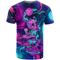 Space Skull T Shirt Skeleton Color Neon Paint On Space - Wonder Print Shop