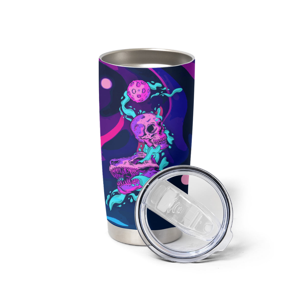 Space Skull Tumbler Cup Skeleton Color Neon Paint On Space - Wonder Print Shop