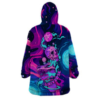 Space Skull Wearable Blanket Hoodie Skeleton Color Neon Paint On Space - Wonder Print Shop