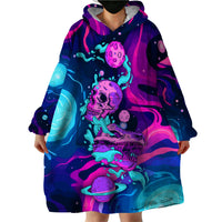 Space Skull Wearable Blanket Hoodie Skeleton Color Neon Paint On Space - Wonder Print Shop